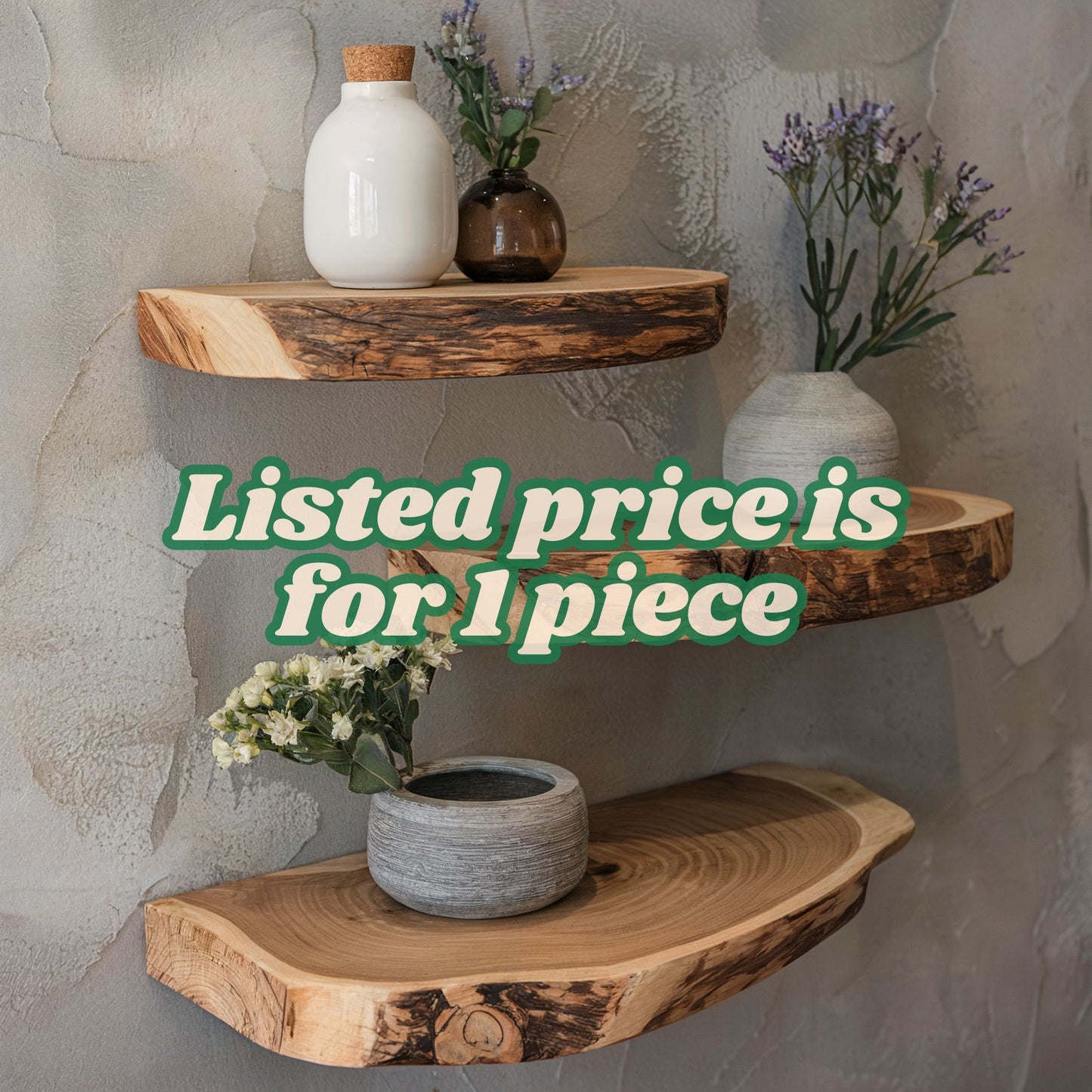 Custom Size Live Edge Floating Wall Shelf Living Room Organization Wooden shelves