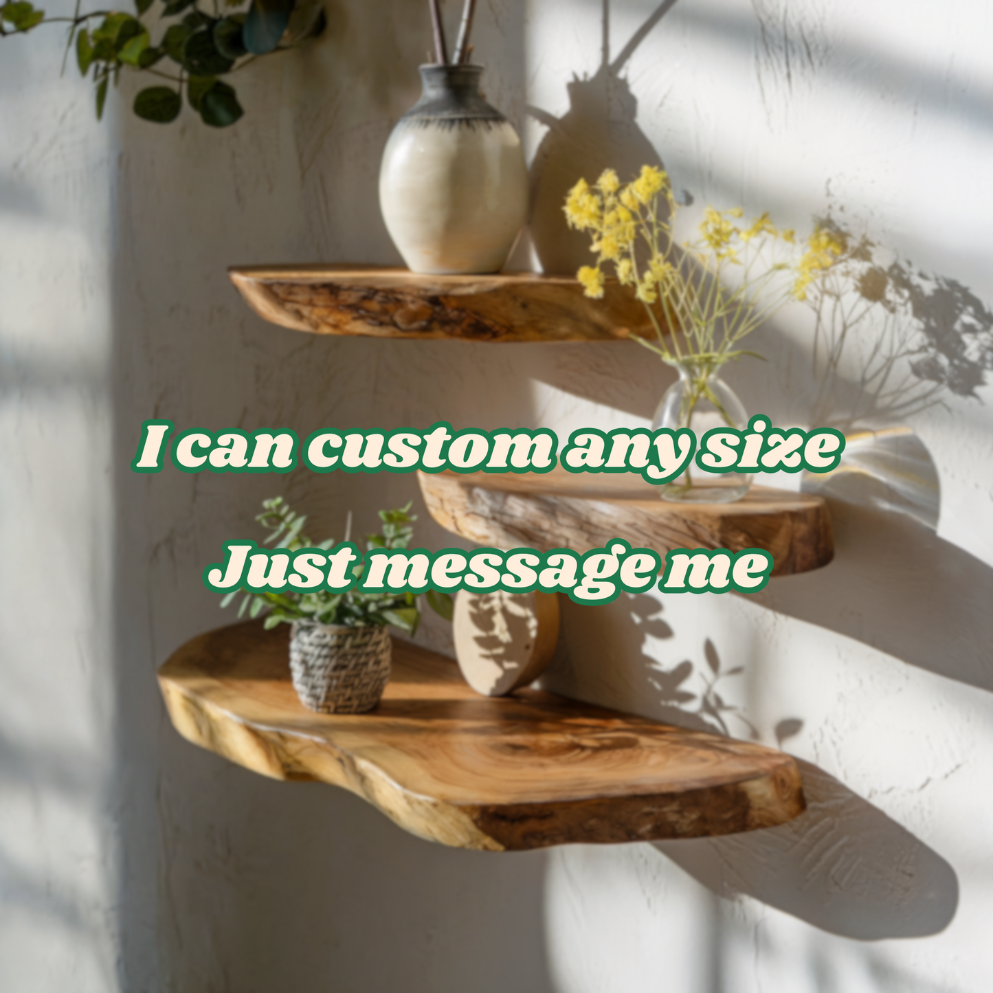 Custom Size Live Edge Floating Wall Shelf Living Room Organization Wooden shelves
