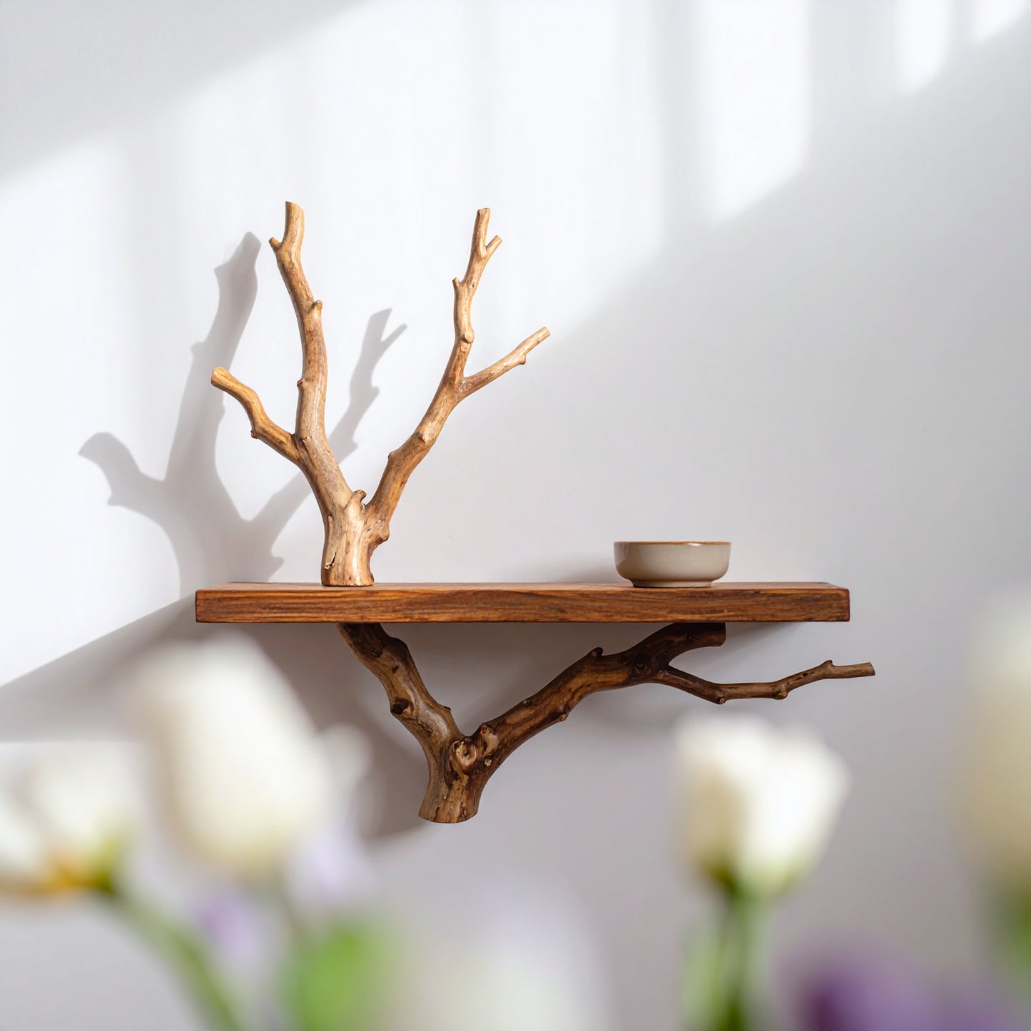 Handcrafted Tree Branch Wall Shelf