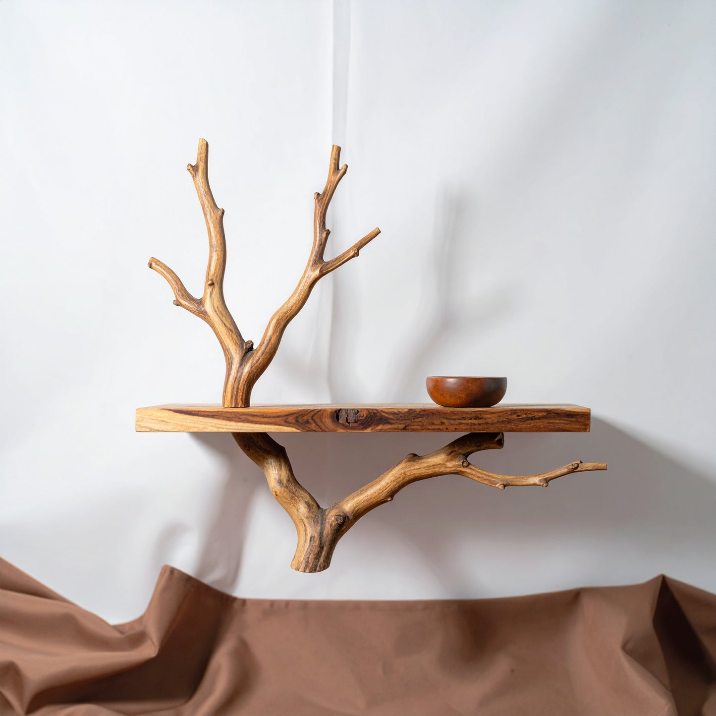 Handcrafted Tree Branch Wall Shelf