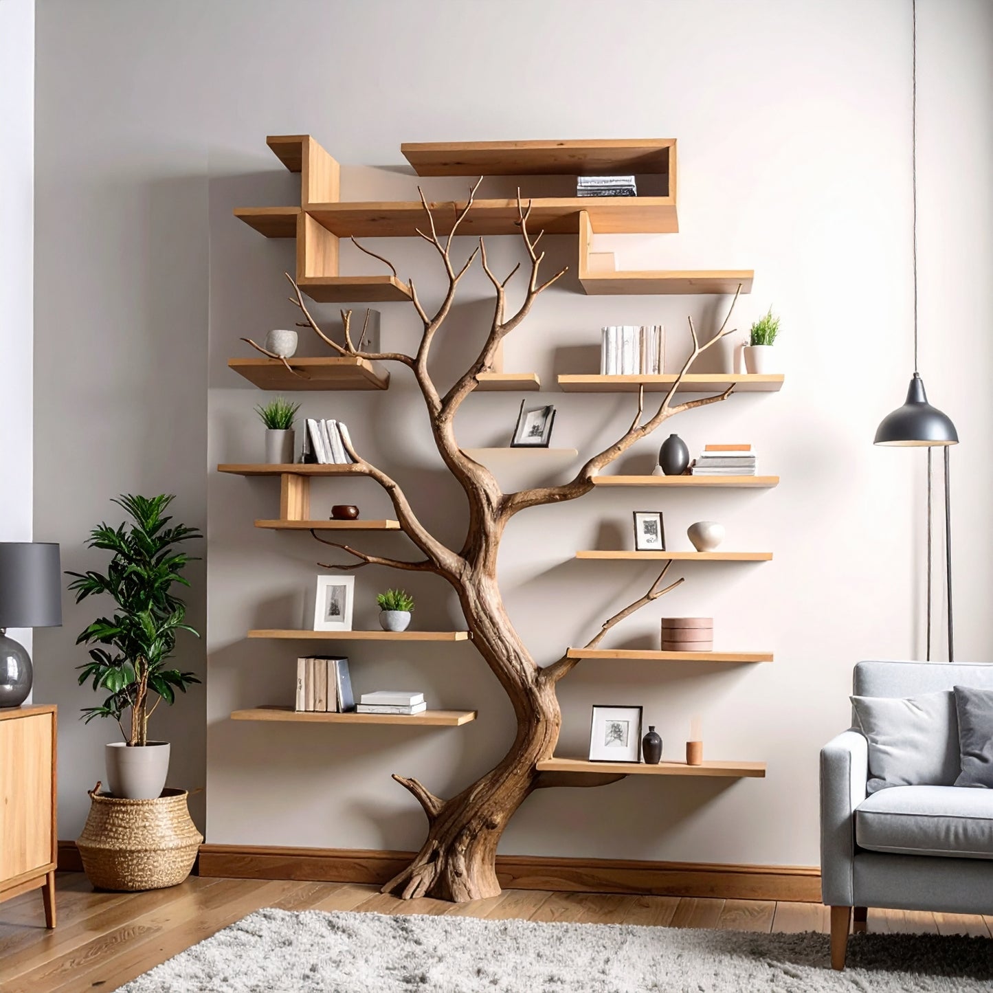Tree book shelf driftwood branch bookcase handmade furniture