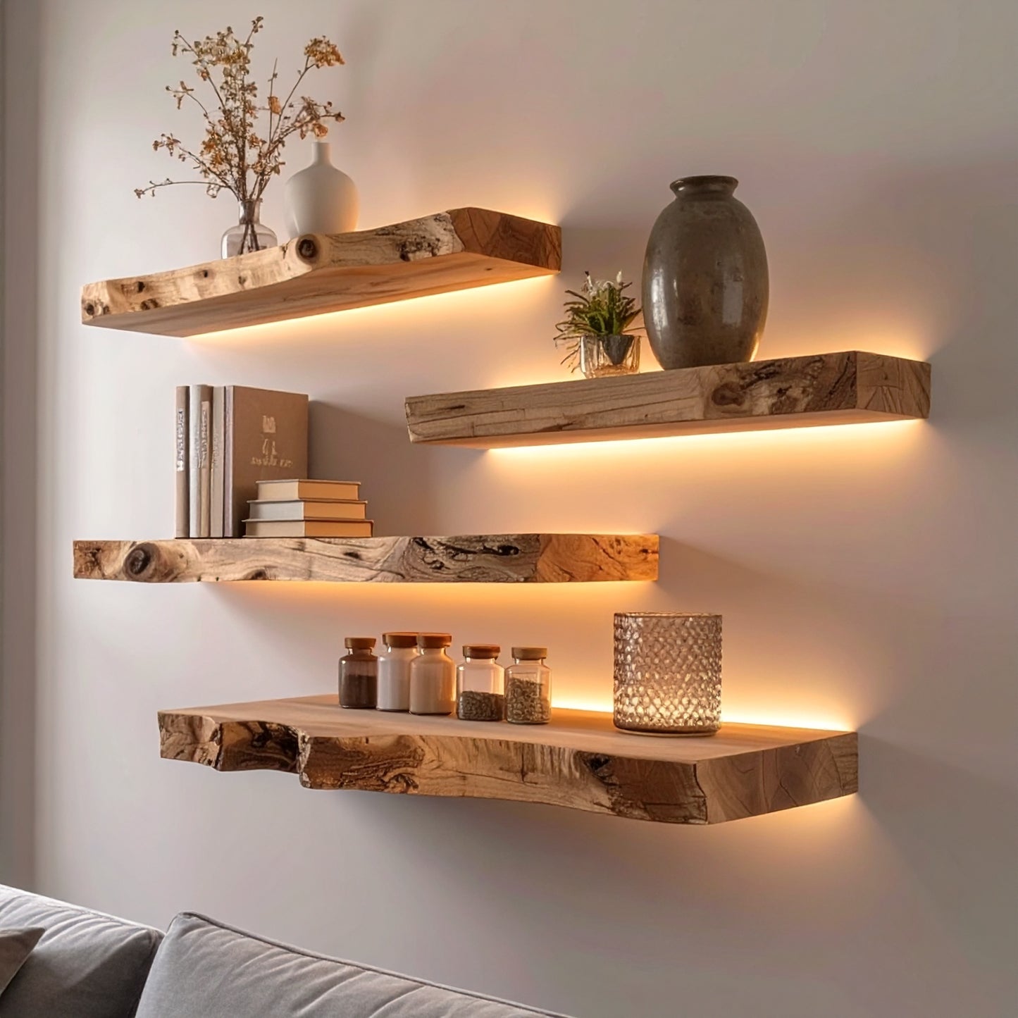 Handcrafted Solid Wood Floating Shelves