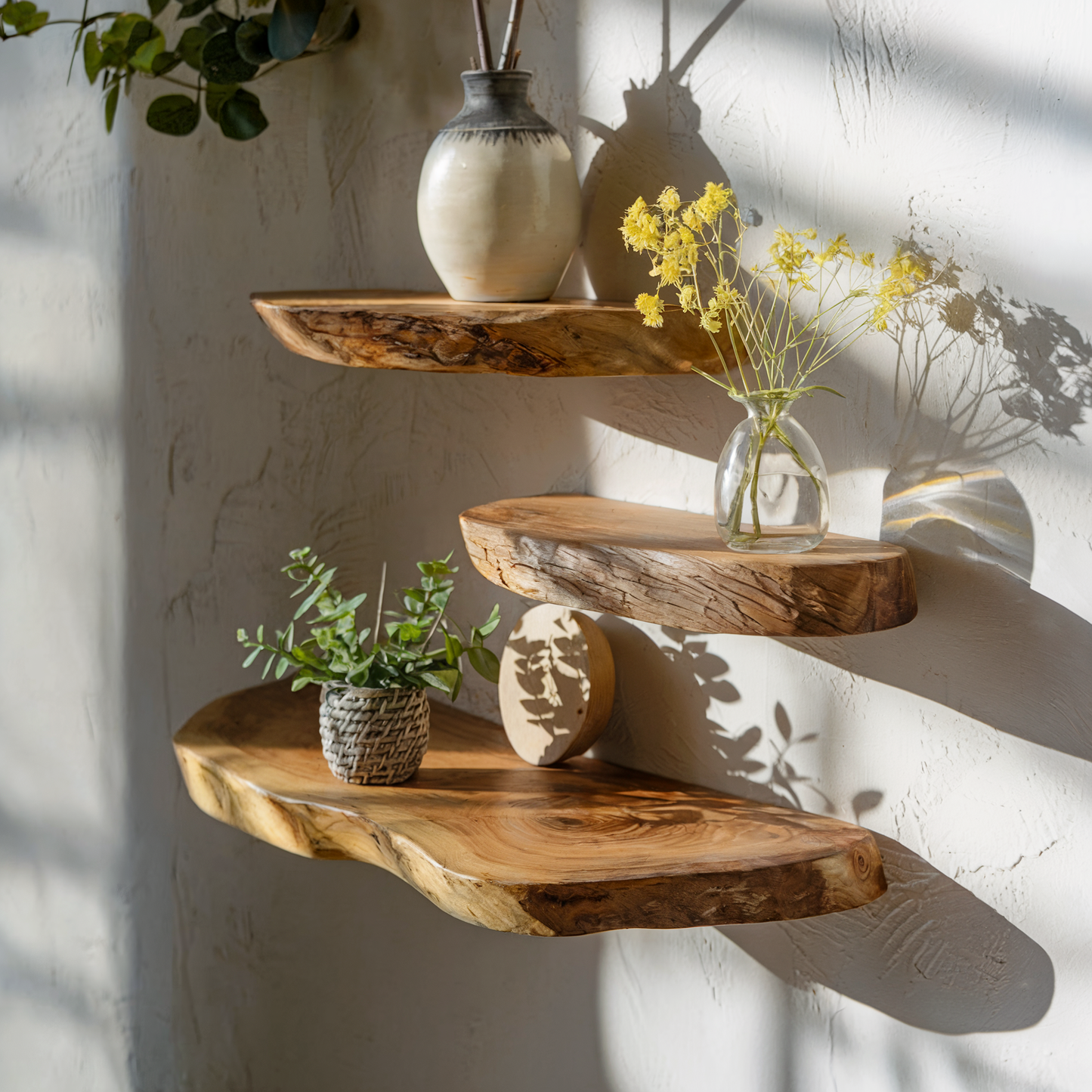 Custom Size Live Edge Floating Wall Shelf Living Room Organization Wooden shelves