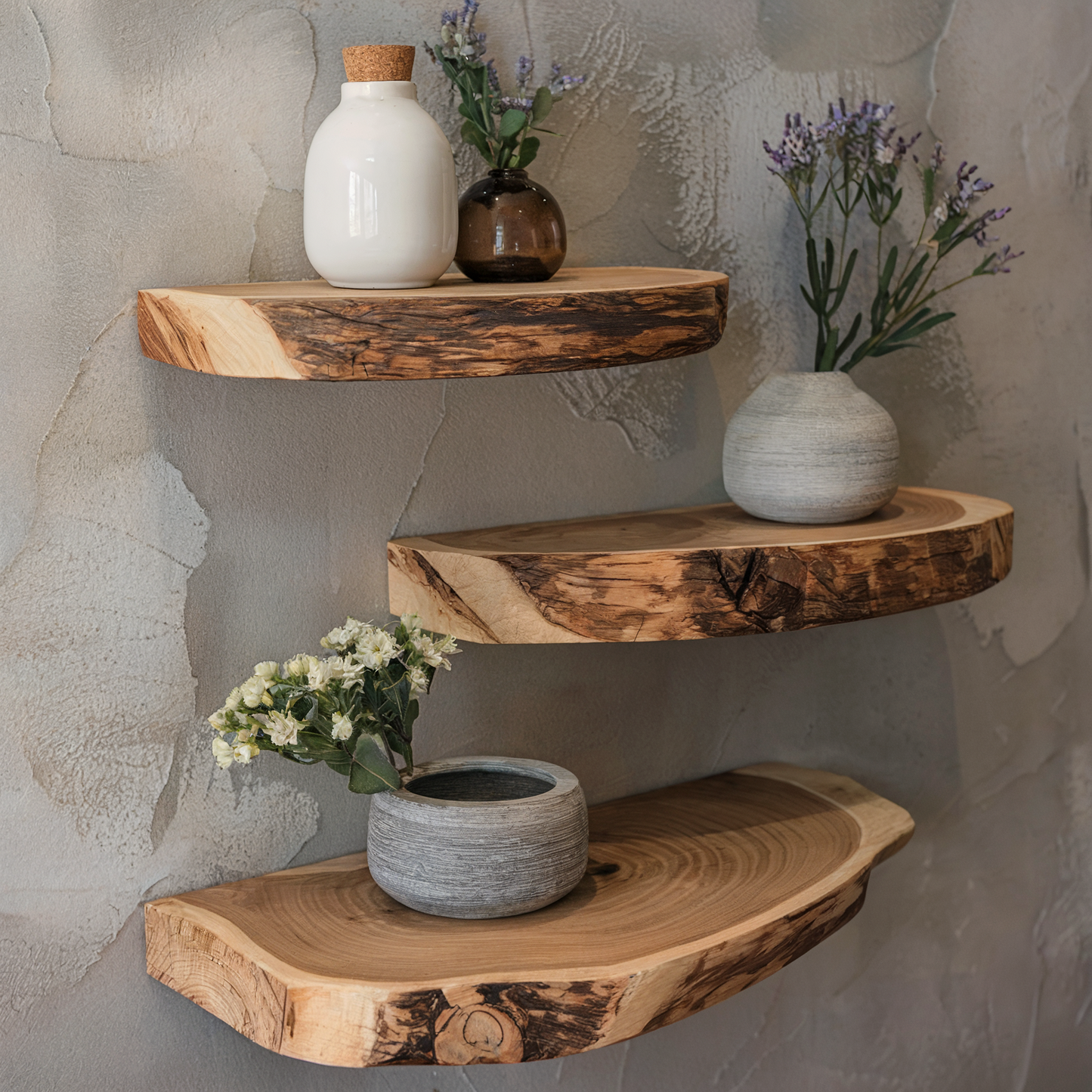 Custom Size Live Edge Floating Wall Shelf Living Room Organization Wooden shelves