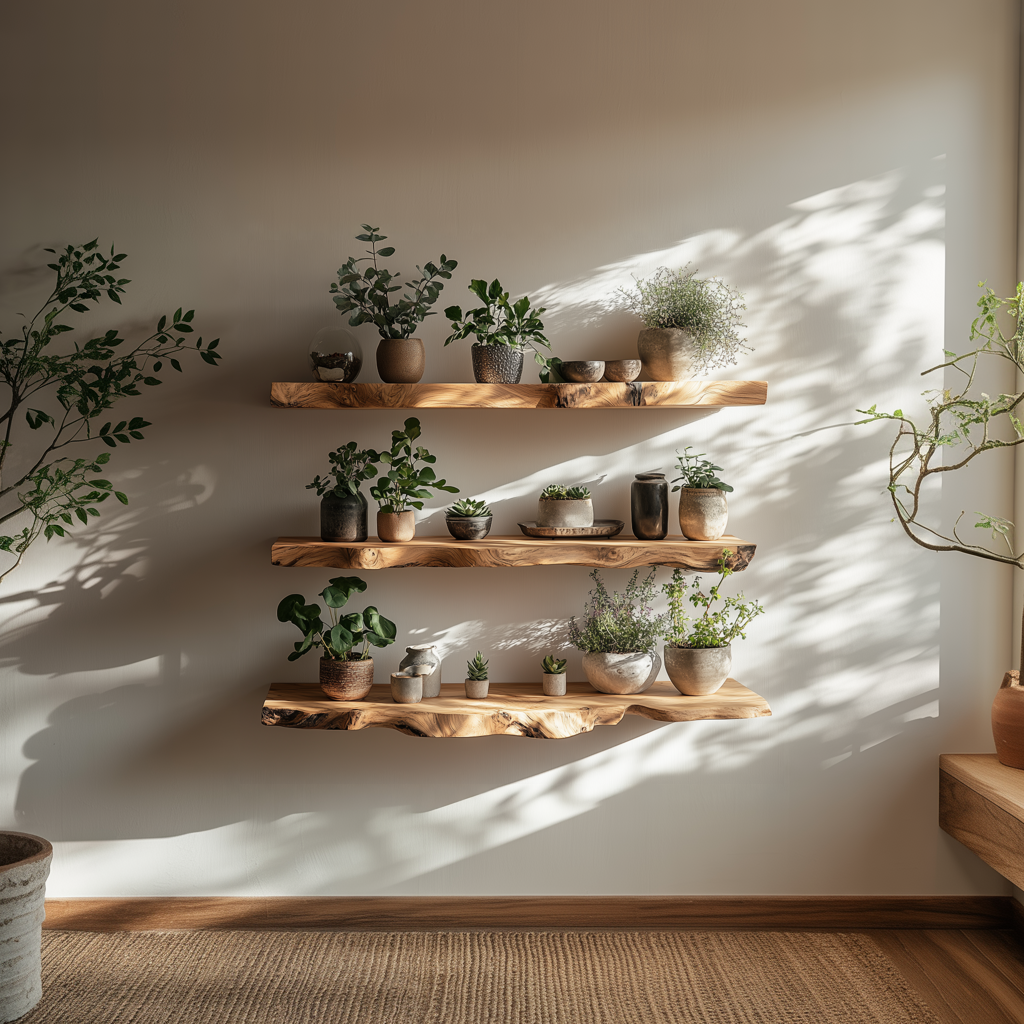 Solid Wood Wall Shelf Rustic Handmade Wall Decor
