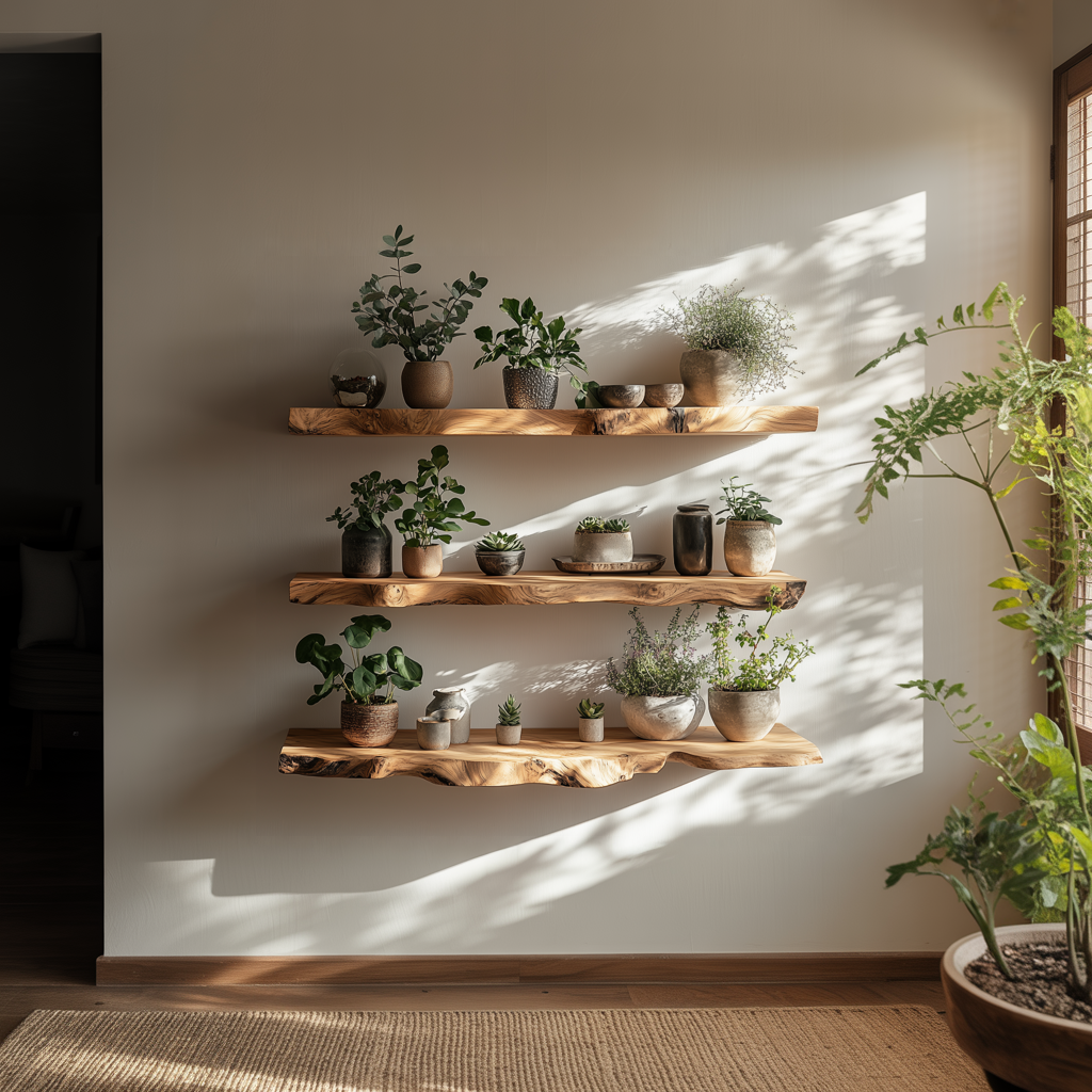 Solid Wood Wall Shelf Rustic Handmade Wall Decor