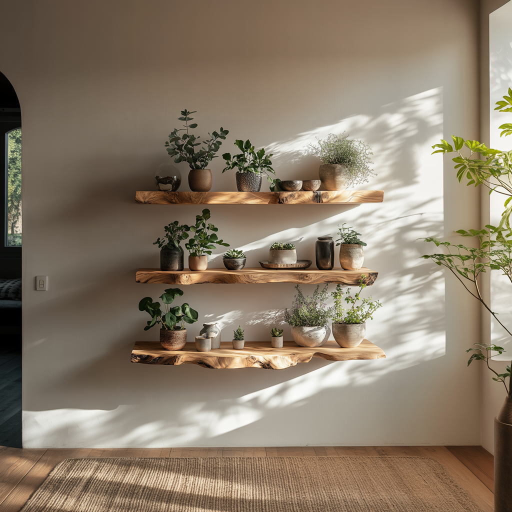 Solid Wood Wall Shelf Rustic Handmade Wall Decor