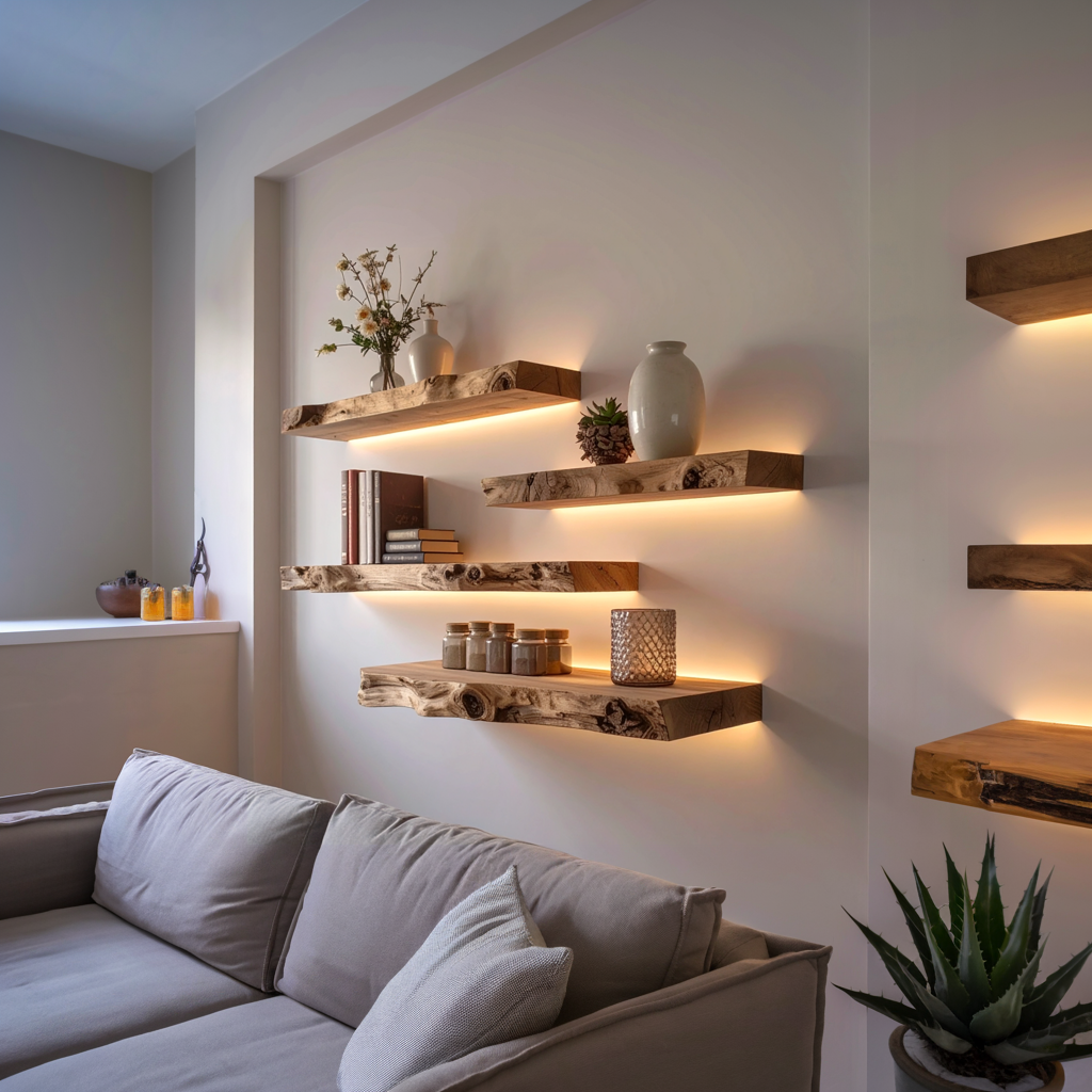 Handcrafted Solid Wood Floating Shelves