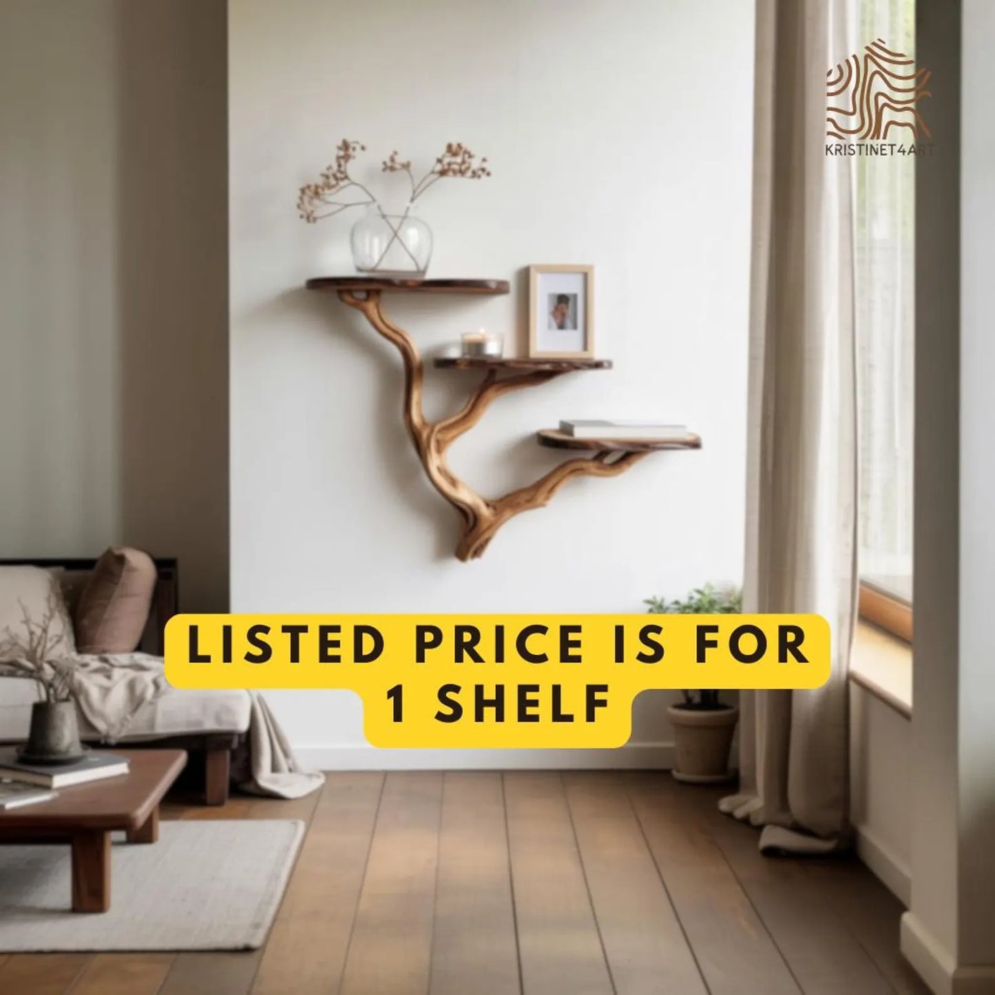 Custom Size Handcrafted Driftwood Tree Shelf
