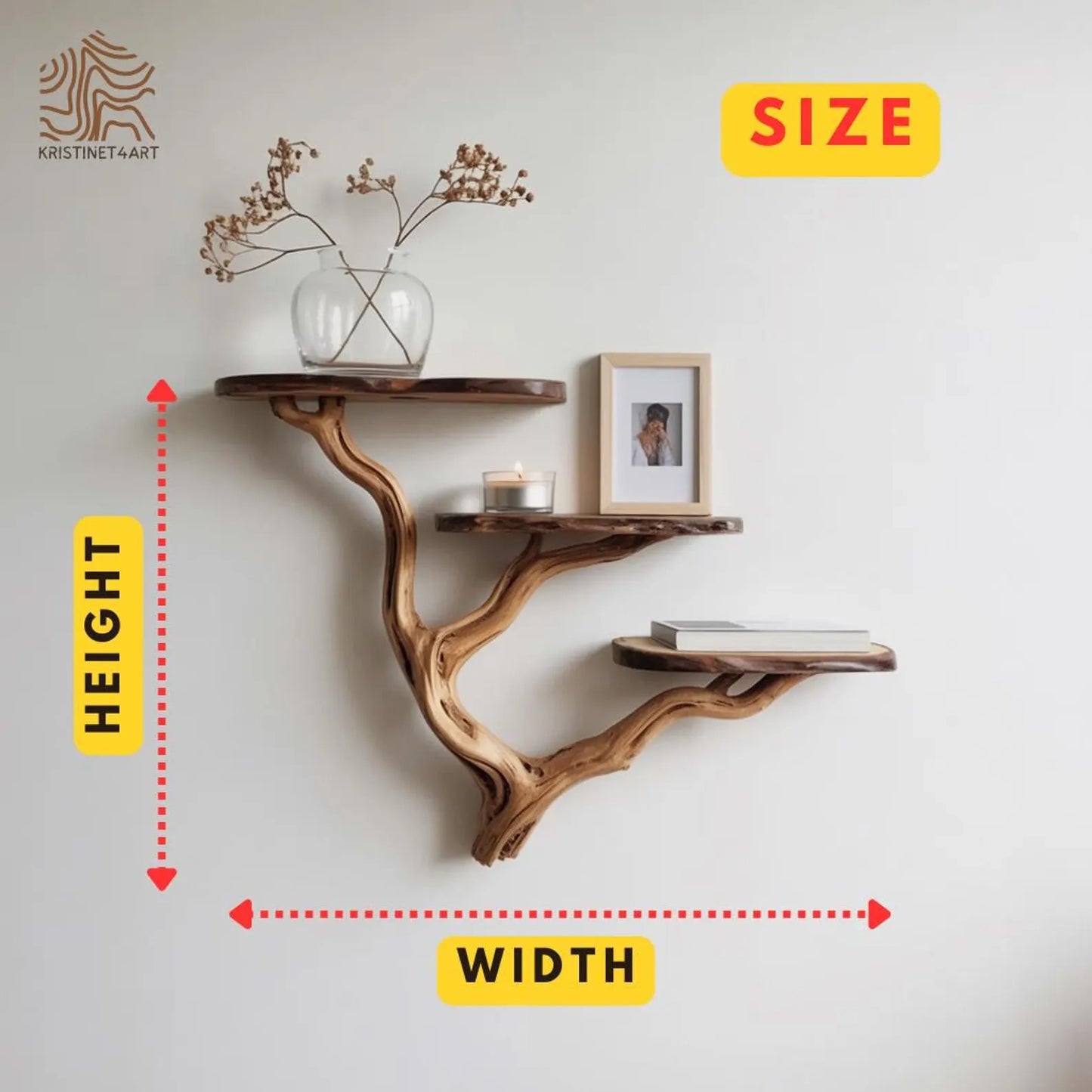 Custom Size Handcrafted Driftwood Tree Shelf