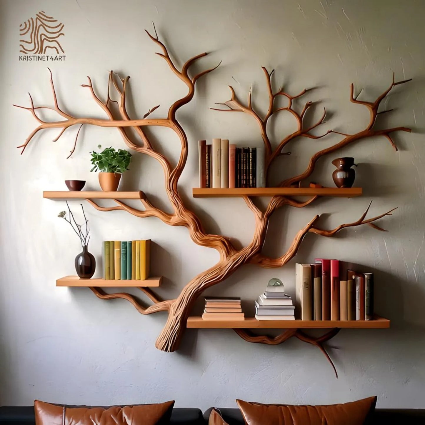 Custom Size Driftwood Tree Branch Wall Shelf, Rustic Live Edge Bookshelf