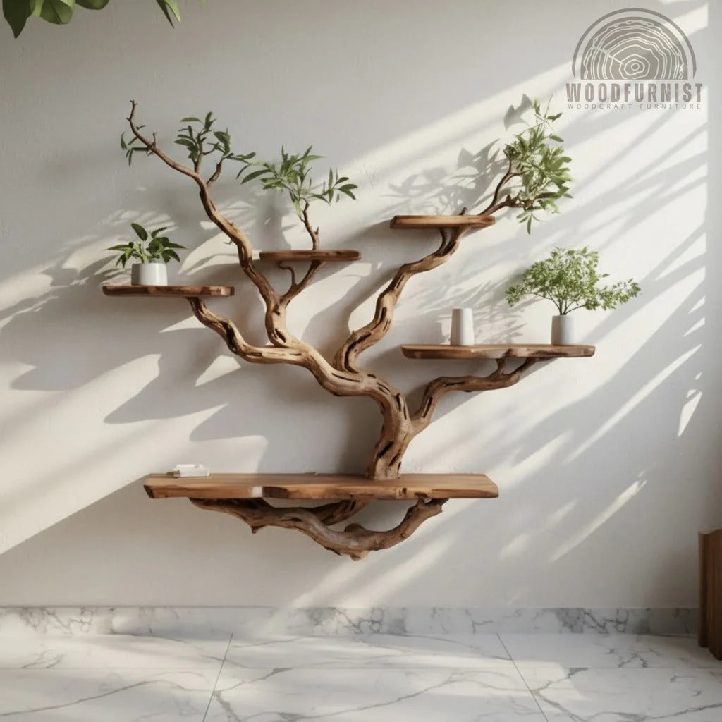 New home with wall tree bookshelf by Woodfurnist