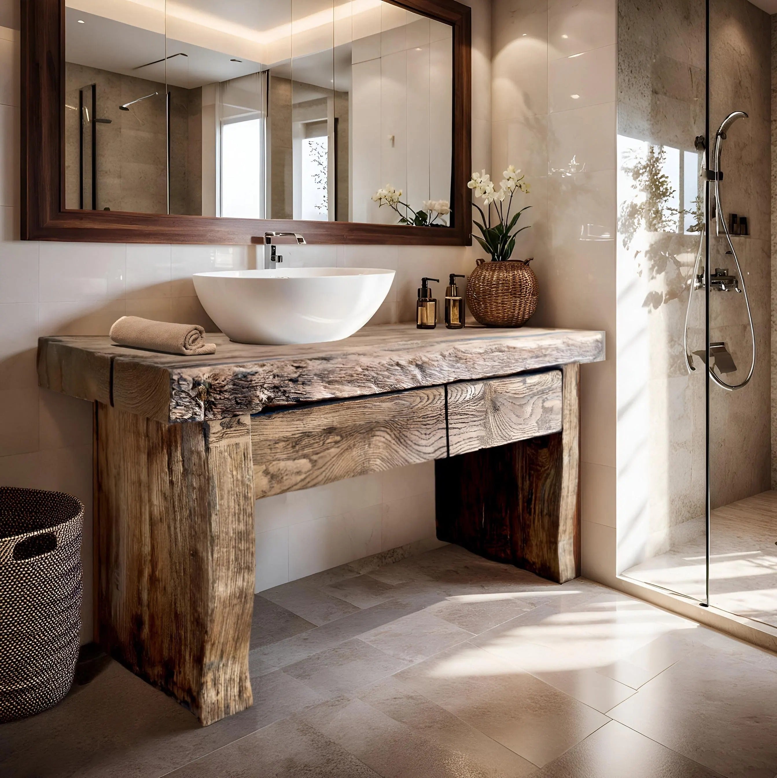 Tree Shelf Bathroom Vanities | Live Edge Wood Vanities by Woodfurnist