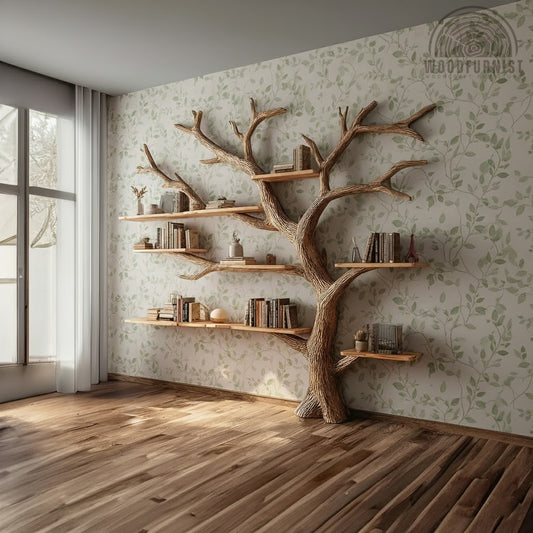 Full-Size Tree Branch Wall Shelf – Handmade Wooden Art Furniture WFNVA2061