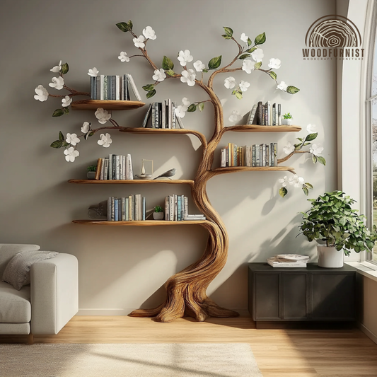 Rustic Tree Branch Floating Shelves Nursery Bookshelf