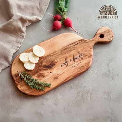 Rustic Live Edge Wood Charcuterie Board – Handmade Cheese & Meat Serving Platter WFNED0184