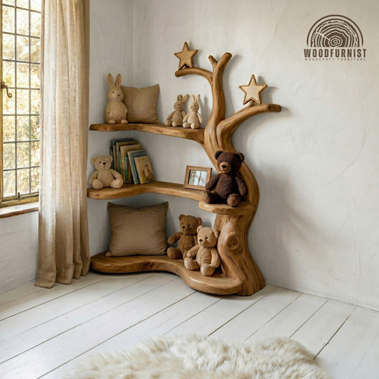 Tree Shelf for Kids Room – Wooden Bookshelf for Nursery & Playroom Decor