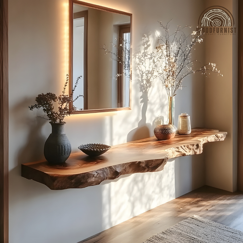 Live Edge Wall Floating Shelf – Rustic Modern Wood Shelf for Home Decor