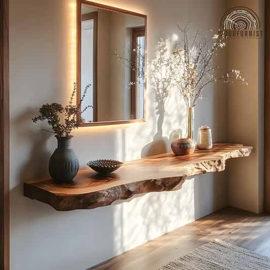 Live Edge Wall Floating Shelf – Rustic Modern Wood Shelf for Home Decor