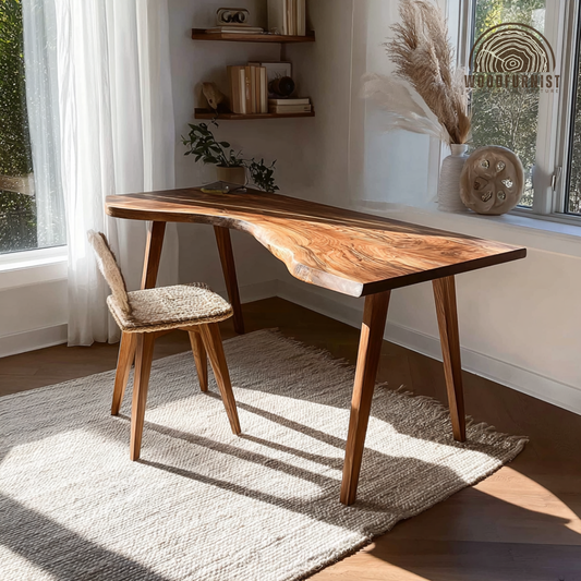 Modern Rustic Wooden Desk – Live Edge Work Desk for Home Office & Creative Studio WFNED0169