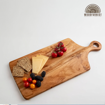 Handcrafted Wood Serving Board with Handle – Natural Live Edge Charcuterie & Cheese Board WFNVA0181