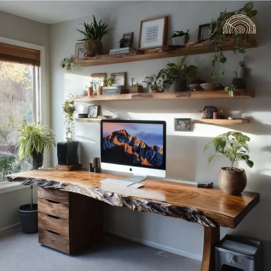 Live Edge Office Desk – Unique Handmade Solid Wood Furniture WFNED0138