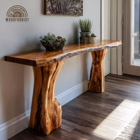 Live Edge Wood Console Table – Handcrafted Rustic Entryway Furniture WFNED0141