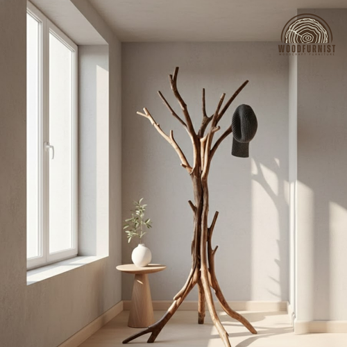Handcrafted Wooden Tree Coat Rack – Floor Standing Coat Hanger for Home Decor WFNVA0205