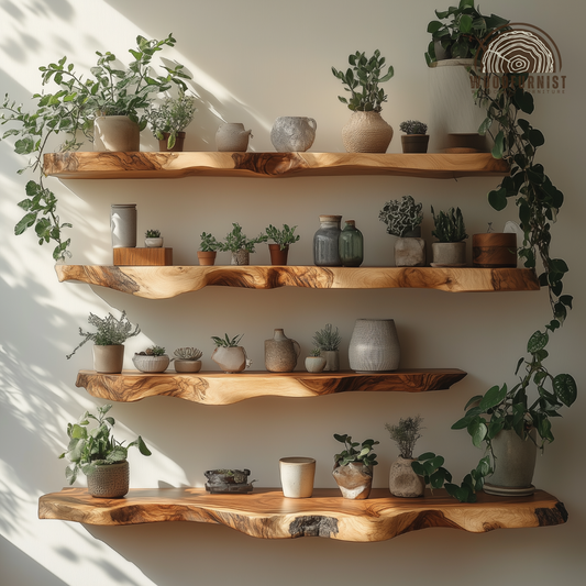 Live Edge Floating Shelves – Handmade Solid Wood Wall Shelves – Rustic Natural Home Decor by Woodfurnist WFNED0118