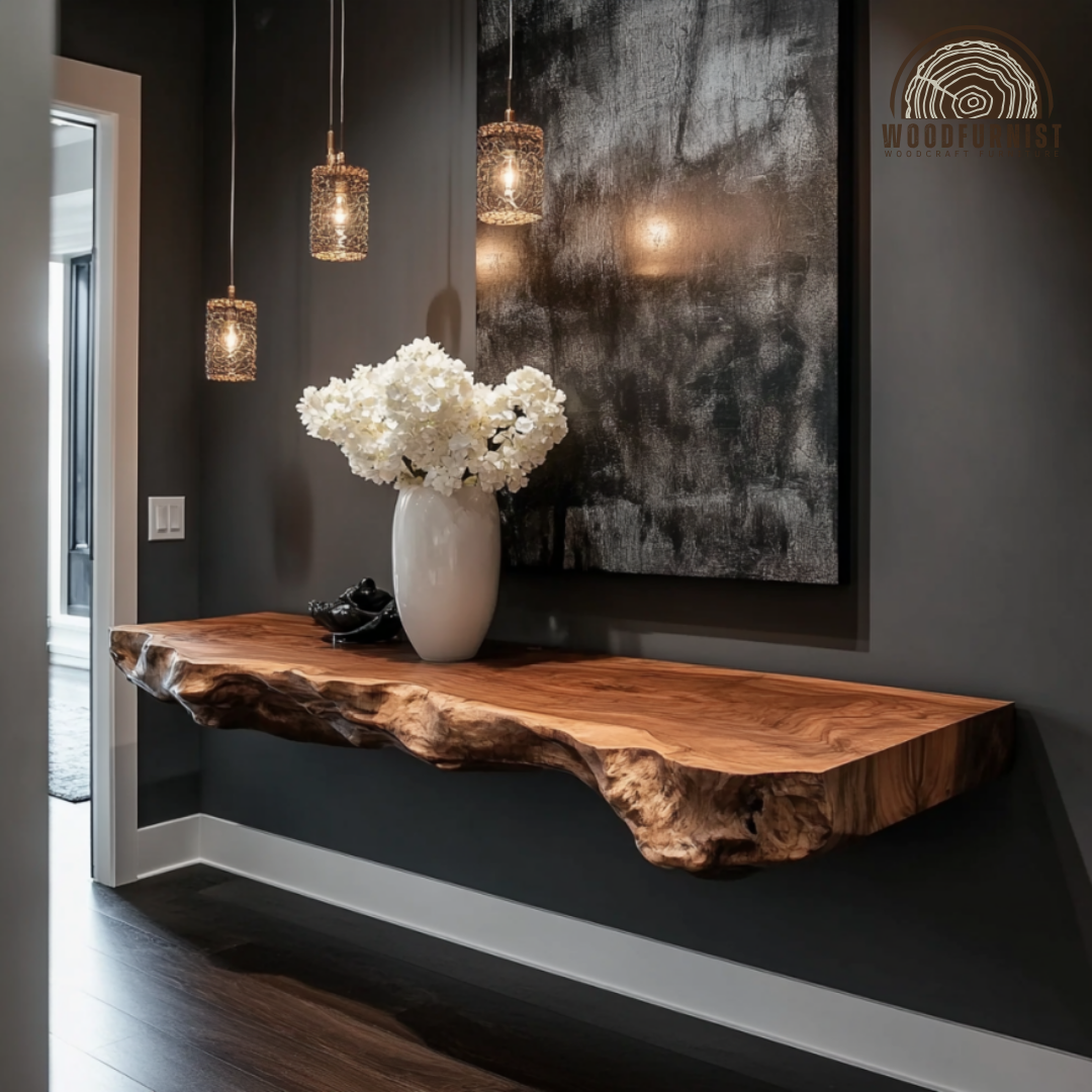 Live Edge Wood Wall Shelf – Rustic Modern Floating Shelf for Home Styling