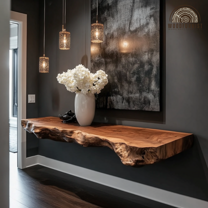 Live Edge Wood Wall Shelf – Rustic Modern Floating Shelf for Home Styling