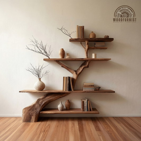 Modern Tree Bookshelf – Wooden Bookcase for Living Room & Display Decor