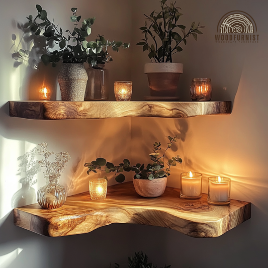Handcrafted Live Edge Solid Wood Floating Shelf – Rustic Driftwood Wall Shelf WFNED0013