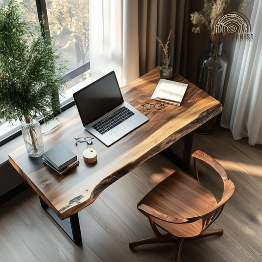 Handcrafted Live Edge Desk – Solid Wood Executive Office Table