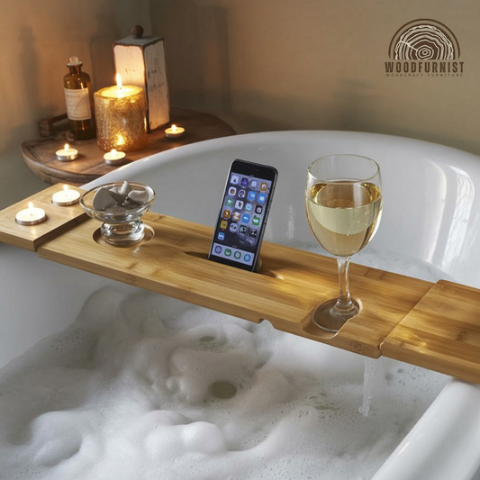 Luxury Wooden Bathtub Tray – Handcrafted Bath Caddy for Spa-Inspired Relaxation WFNVA0192