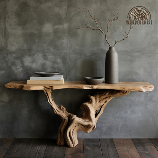 Live Edge Driftwood Console Table – Handmade Solid Wood Entryway Table for Modern Rustic Decor WFNED0144