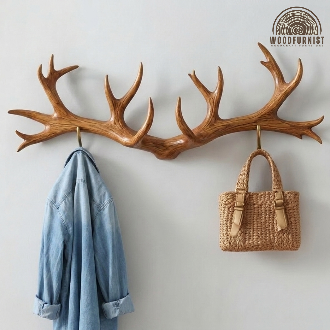Handcrafted Rustic Deer Antler Coat Rack
