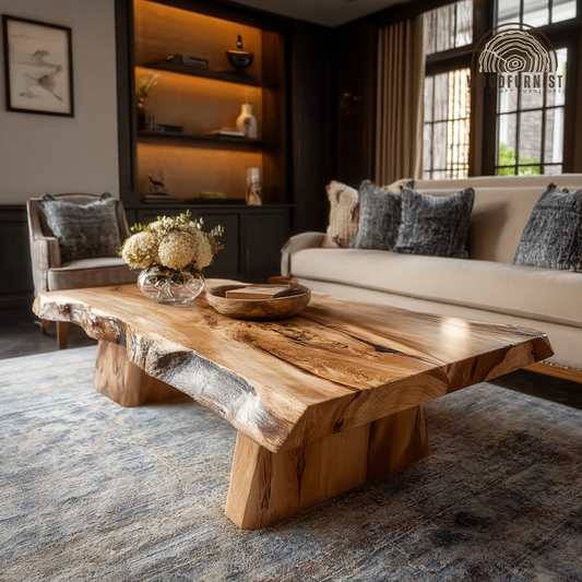 Luxury Wood Coffee Table – Solid Wood Live Edge Table for Modern Home Decor