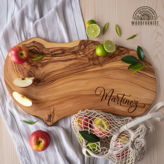 Personalized Wood Live Edge Cutting Board - Handmade Charcuterie Board WFNED0183