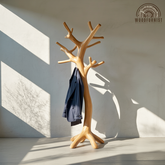 Tree Branch Solid Wood Coat Rack – Sculptural Entryway Stand with Organic Elegance