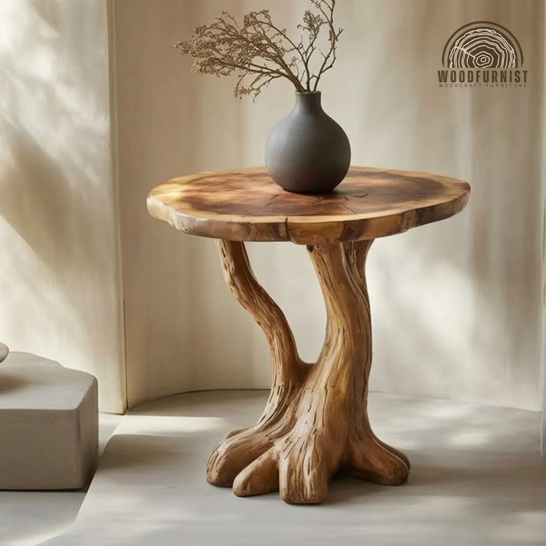 Handmade Wooden End Table – Tree Root Side Table for Modern Natural Decor WFNVA0183