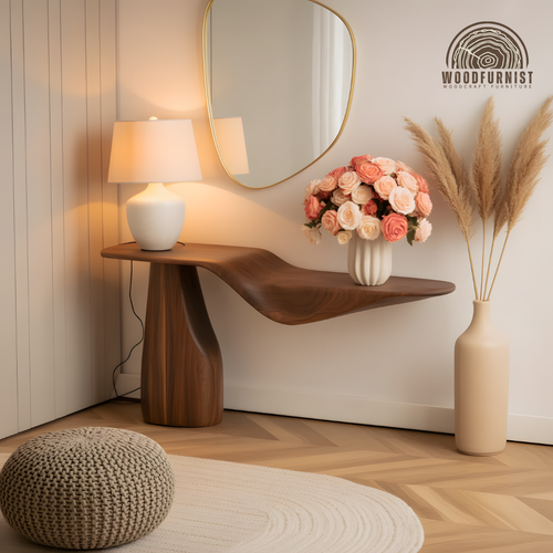 Luxury Console Table – Sculptural Solid Wood Table for Entryway, Hallway, or Living Room