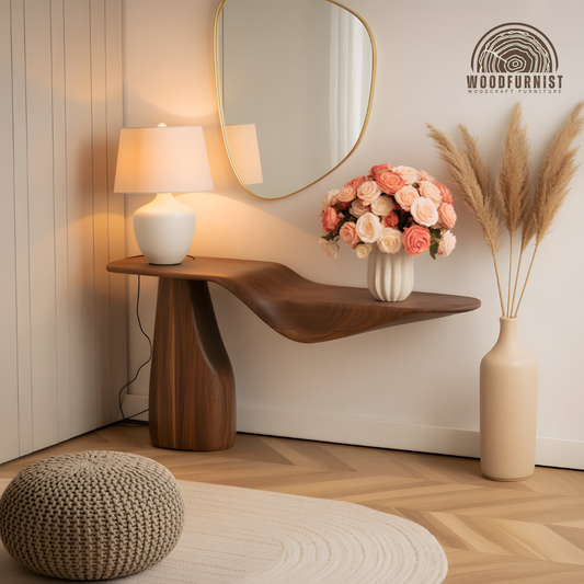 Luxury Console Table – Sculptural Solid Wood Table for Entryway, Hallway, or Living Room