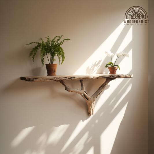 Rustic Driftwood Floating Shelf – Solid Wood Wall Decor – Handmade Natural Furniture WFNED0112