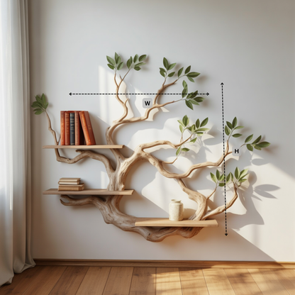 Artistic Tree Branch Floating Shelf – Organic Modern Corner Wall Display