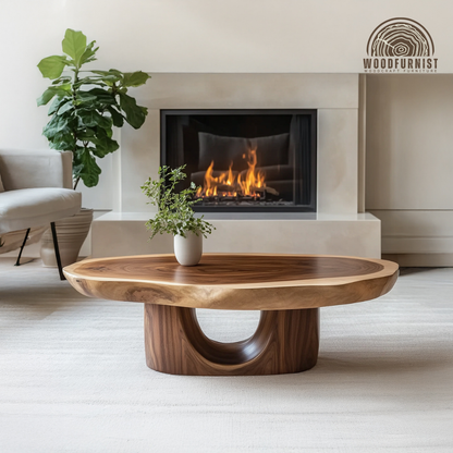 Modern Coffee Table – Solid Wood Round Table for Contemporary Living Room
