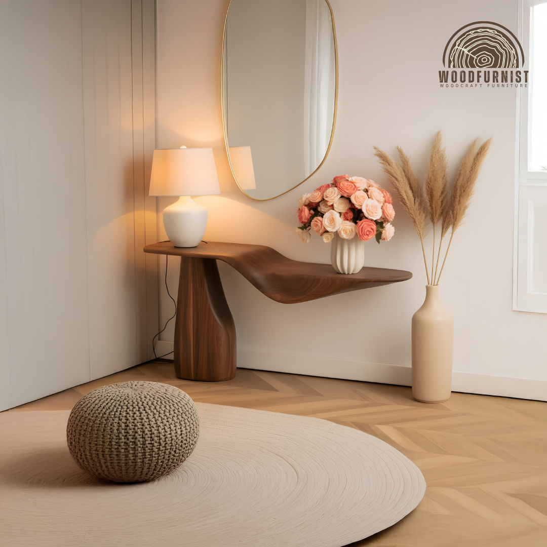 Luxury Console Table – Sculptural Solid Wood Table for Entryway, Hallway, or Living Room