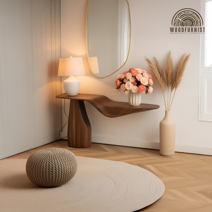 Luxury Console Table – Sculptural Solid Wood Table for Entryway, Hallway, or Living Room