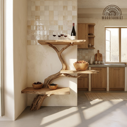 Handmade Tree Shelf – Solid Wood Wall Shelf for Kitchen & Living Room