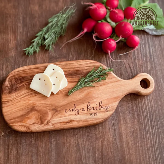 Rustic Live Edge Wood Charcuterie Board – Handmade Cheese & Meat Serving Platter WFNED0184